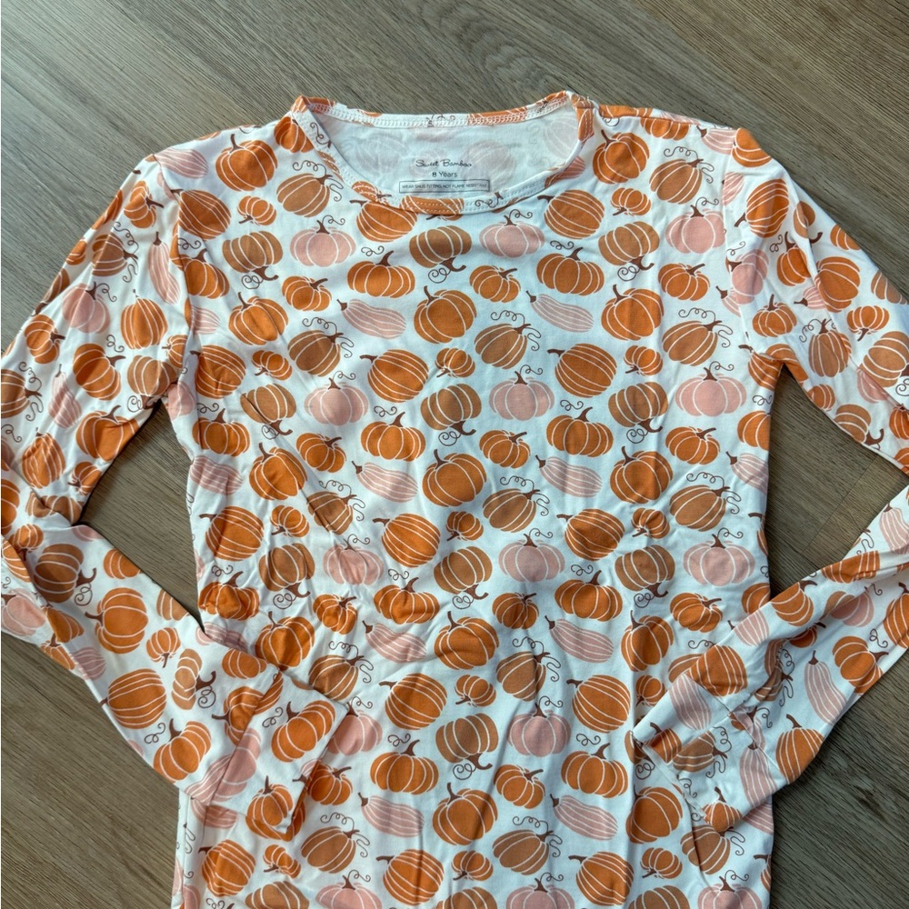 Pumpkin Print Kids Pajamas Sweet Bamboo Size 8 - Picture 2 of 3